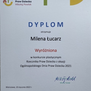 Dyplom Mileny Łuczarz