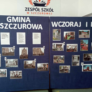 Sztalugi ze zdjęciami przedstawiającymi zabytki Gminy Szczurowa: kościoły, dwory, kaplice, rzeźby wykonane przez uczniów kl.6-8 w ramach innowacji "Gmina Szczurowa  -wczoraj i dziś". Kliknięcie na zdjęcie spowoduje jego powiększenie do rozmiaru oryginalnego.