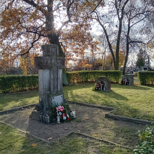 Mogiły żołnierskie z wiązankami złożonymi przez wolontariuszy. Kliknięcie na zdjęcie spowoduje jego powiększenie do rozmiaru oryginalnego.