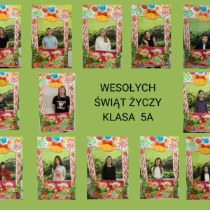Grafika świąteczna przygotowana przez uczniów klasy 5a. Kliknięcie na zdjęcie spowoduje jego powiększenie do rozmiaru oryginalnego.