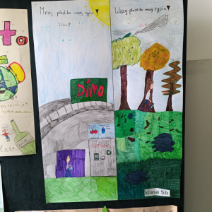Plakat przygotowany przez uczniów kl. 5b z okazji obchodów Dnia Ziemi. Kliknięcie na zdjęcie spowoduje jego powiększenie do rozmiaru oryginalnego.